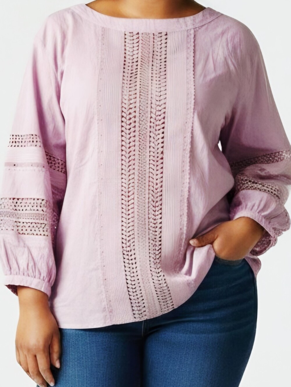 Talbots Embroidered Trim Top